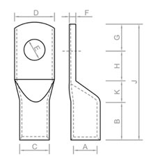 Soldering Type Copper Tubular Lugs Heavy Duty