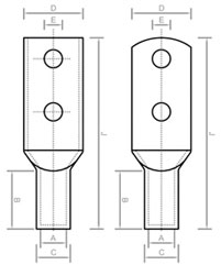 Two Hole Copper Cable Terminal Ends With Extended Palm